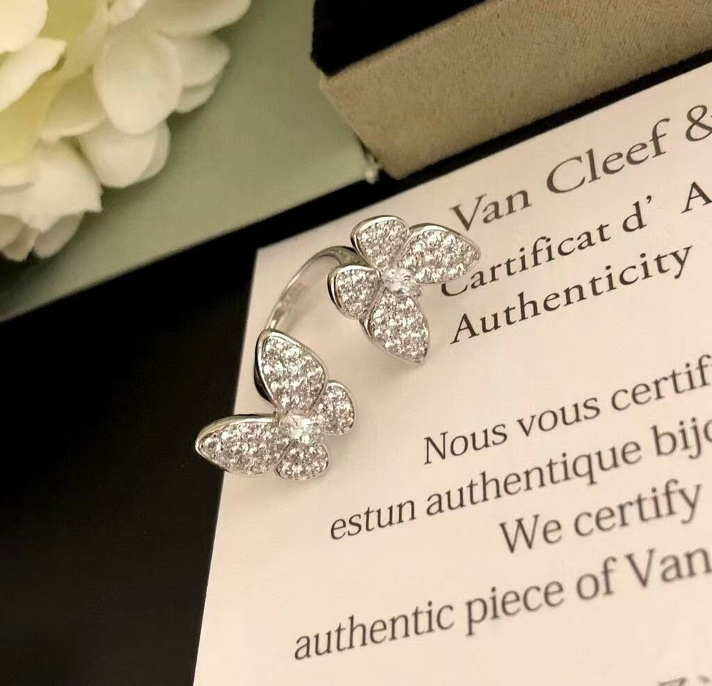 [Rosla]TWIN SILVER BUTTERFLY DIAMOND RING