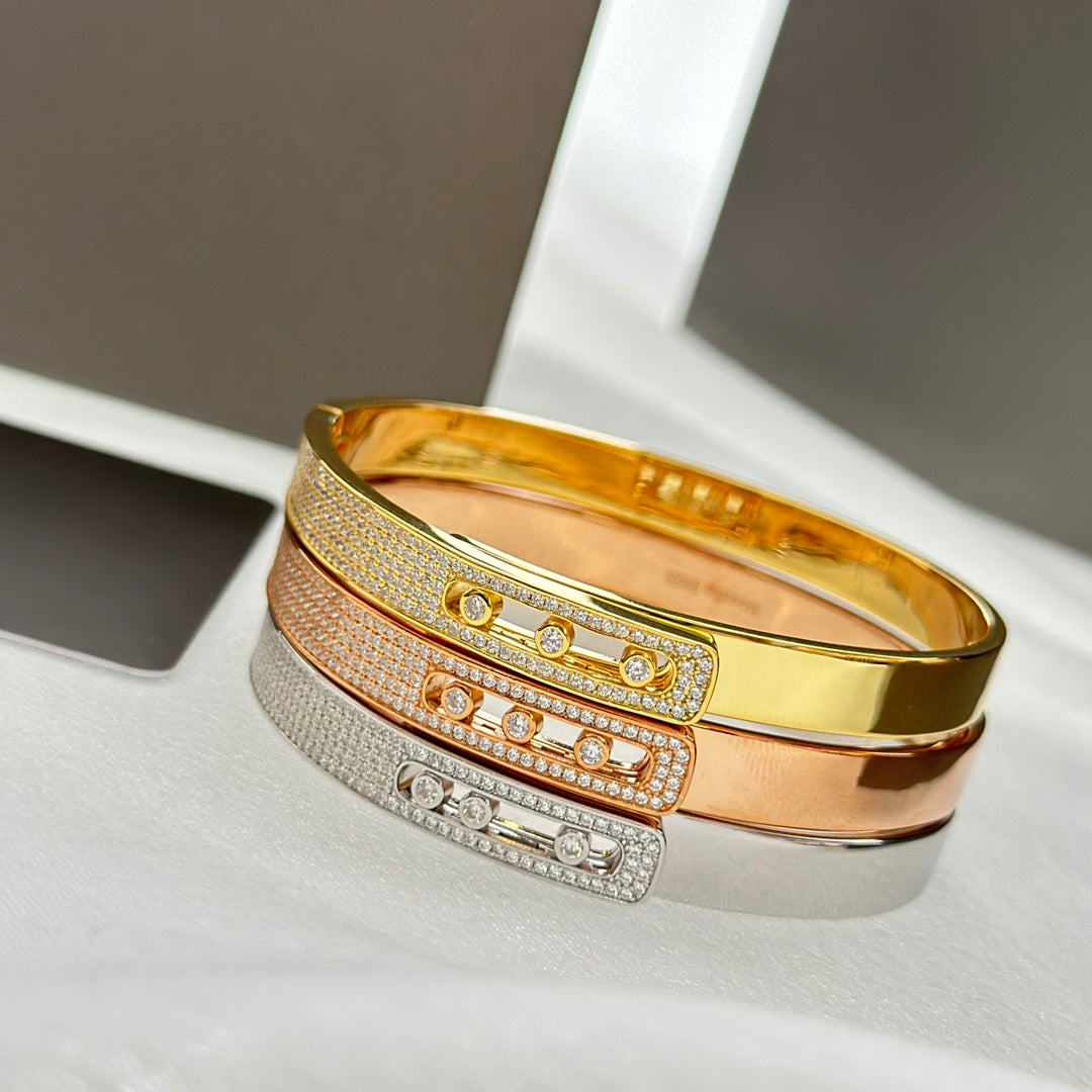 [Rosla]Move Noa Rose Gold Pavé Diamond Bangle Bracelet