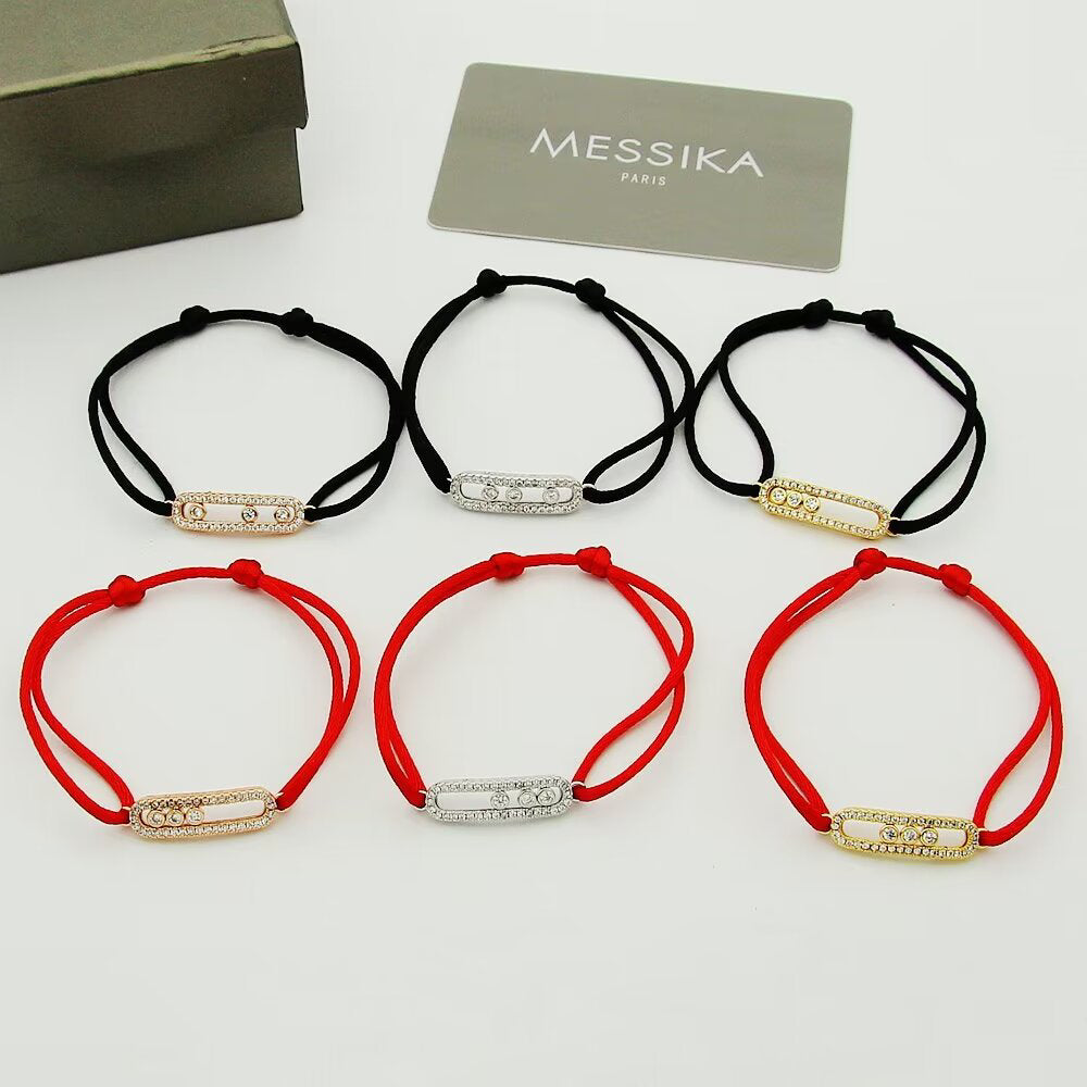 [Rosla]Messika Care(s) pink cord pavé bracelet