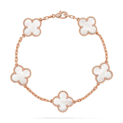 [Rosla]CLOVER WHITE PEARL MOP 5 MOTIF BRACELET COLLECTION