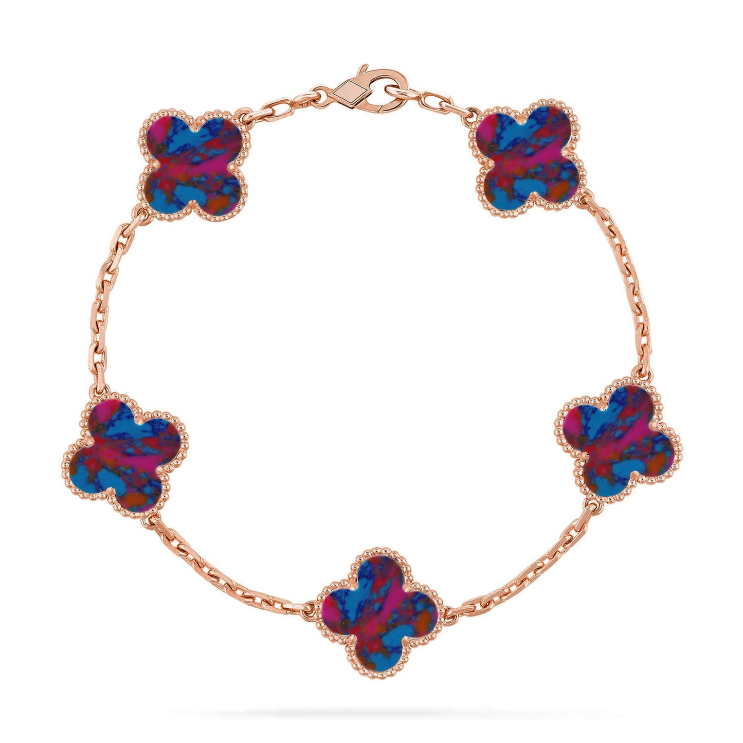[Rosla]CLOVER 5 MOTIF COLOR GEMSTONES BRACELET COLLECTION