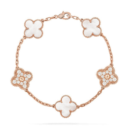 [Rosla]CLOVER WHITE PEARL MOP 5 MOTIF BRACELET COLLECTION