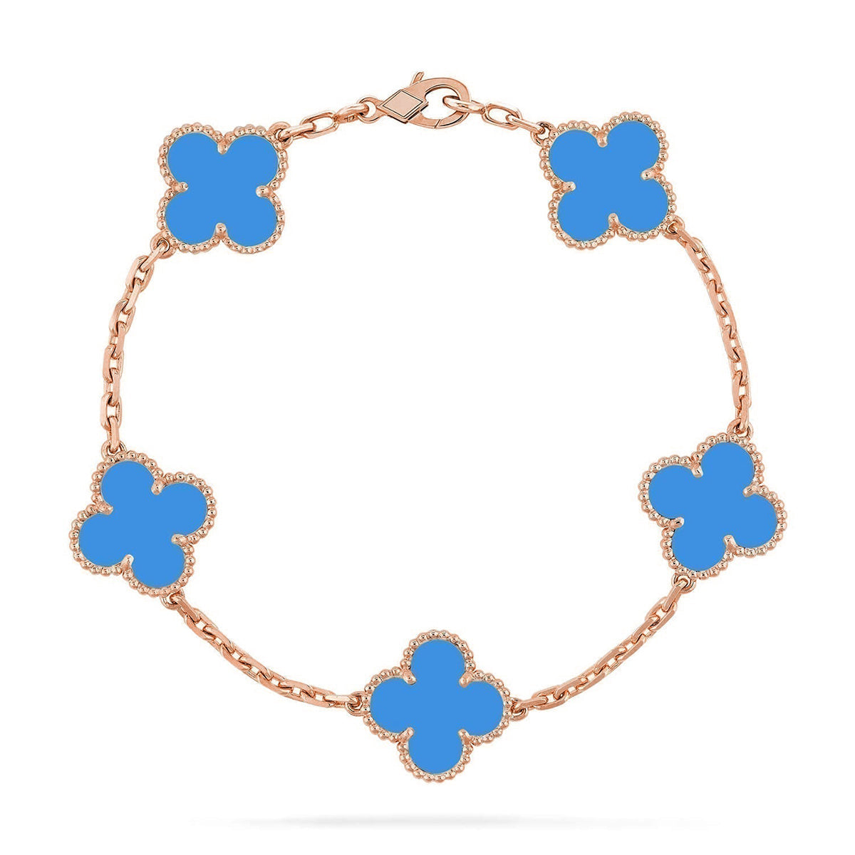 [Rosla] CLOVER 5 MOTIF BLUE AGATE BRACELET COLLECTION