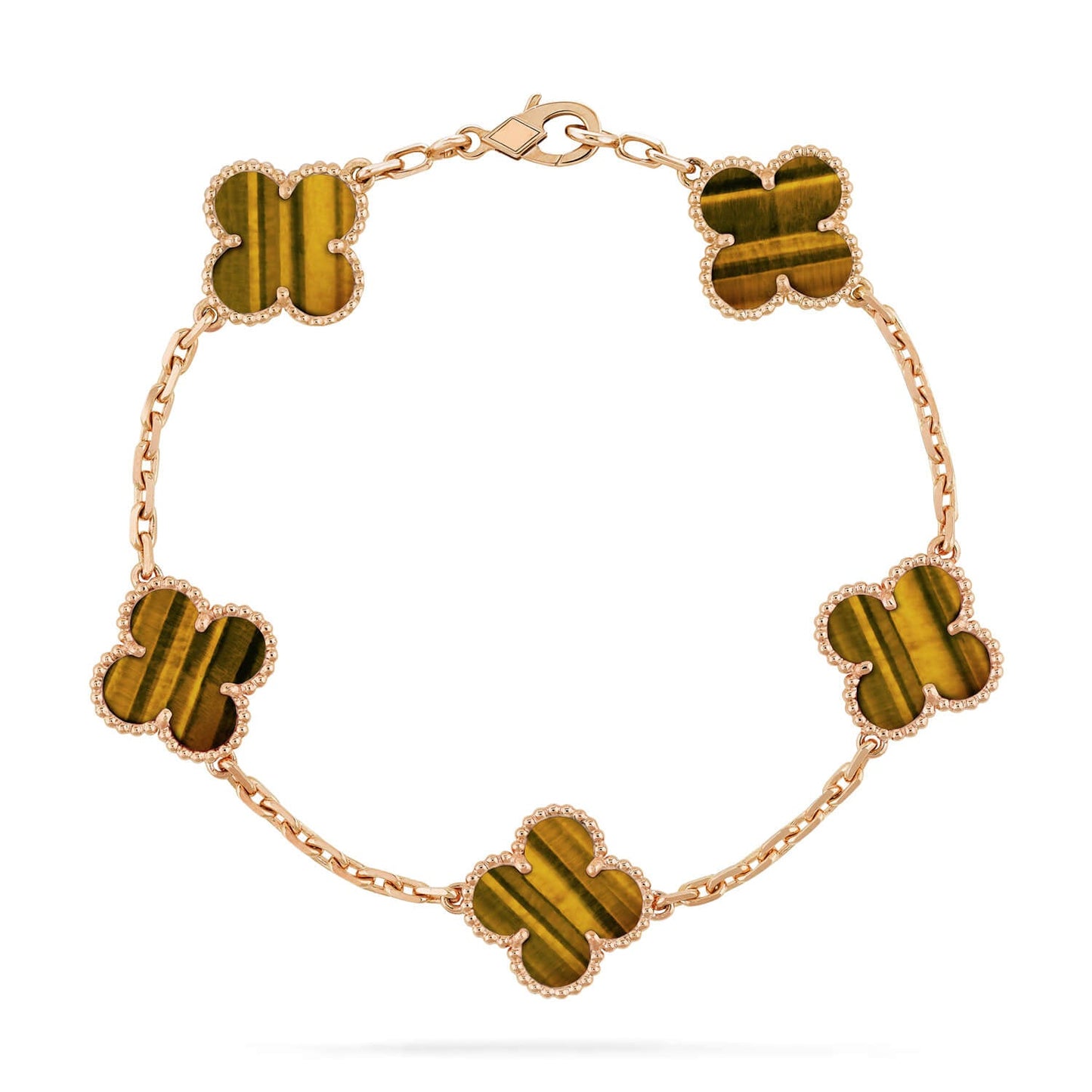 [Rosla] CLOVER 5 MOTIFS TIGER EYE BRACELET COLLECTION