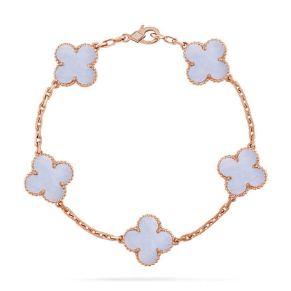 [Rosla] CLOVER 5 MOTIF PURPLE CHALCEDONY BRACELET COLLECTION