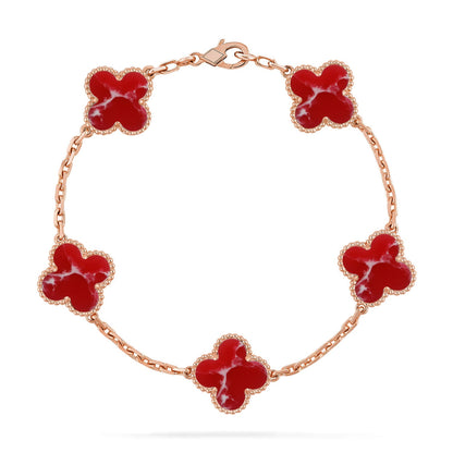 [Rosla]CLOVER 5 MOTIF RED PATTERN BRACELET COLLECTION