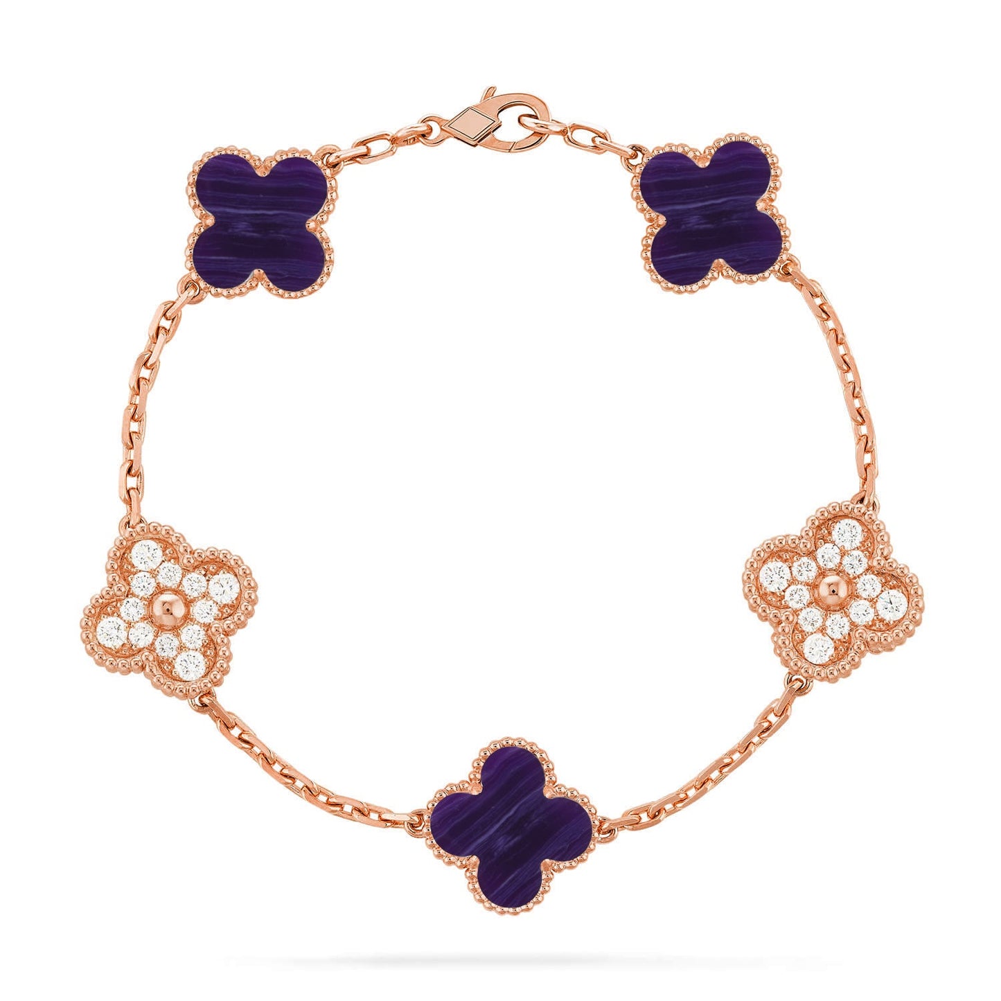 [Rosla]CLOVER 5 MOTIF PURPLE STRIPES BRACELET COLLECTION