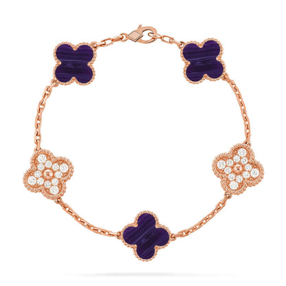 [Rosla]CLOVER 5 MOTIF PURPLE STRIPES BRACELET COLLECTION