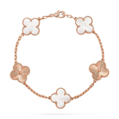 [Rosla]CLOVER WHITE PEARL MOP 5 MOTIF BRACELET COLLECTION
