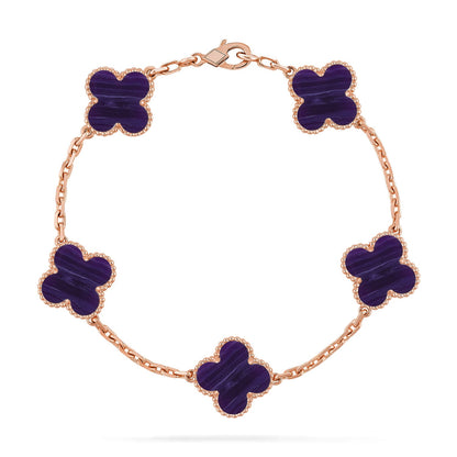 [Rosla]CLOVER 5 MOTIF PURPLE STRIPES BRACELET COLLECTION