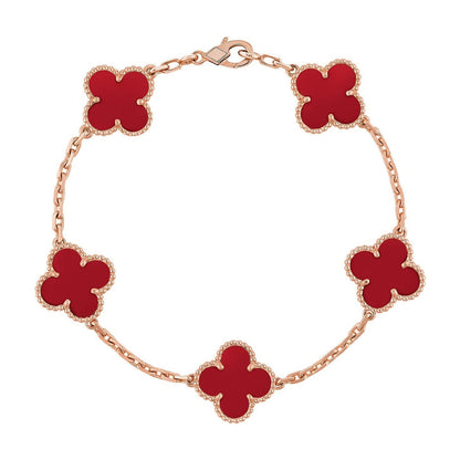 [Rosla] CLOVER 5 MOTIF RED CORNELIAN BRACELET COLLECTION