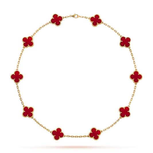 [Rosla]CLOVER 10 MOTIFS CARNELIAN NECKLACE