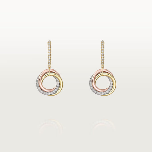 [Rosla]TRINITY HALF DIAMOND  EARRINGS