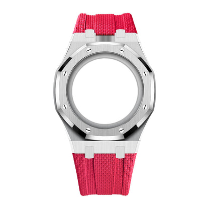 [Rosla]Steel Case & Fluoroelastomer Strap Full‑wrap Embedded Watch Band