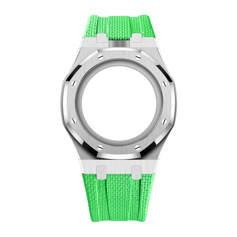 [Rosla]Steel Case & Fluoroelastomer Strap Full‑wrap Embedded Watch Band