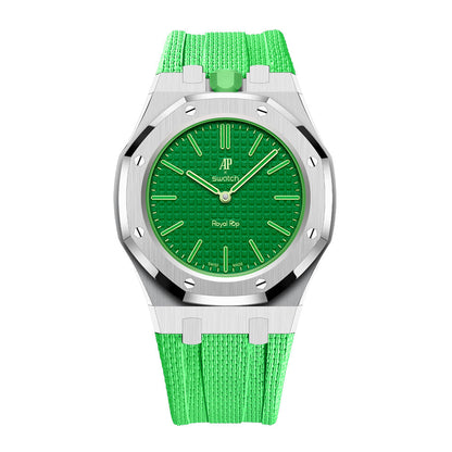 [Rosla]Steel Case & Fluoroelastomer Strap Full‑wrap Embedded Watch Band