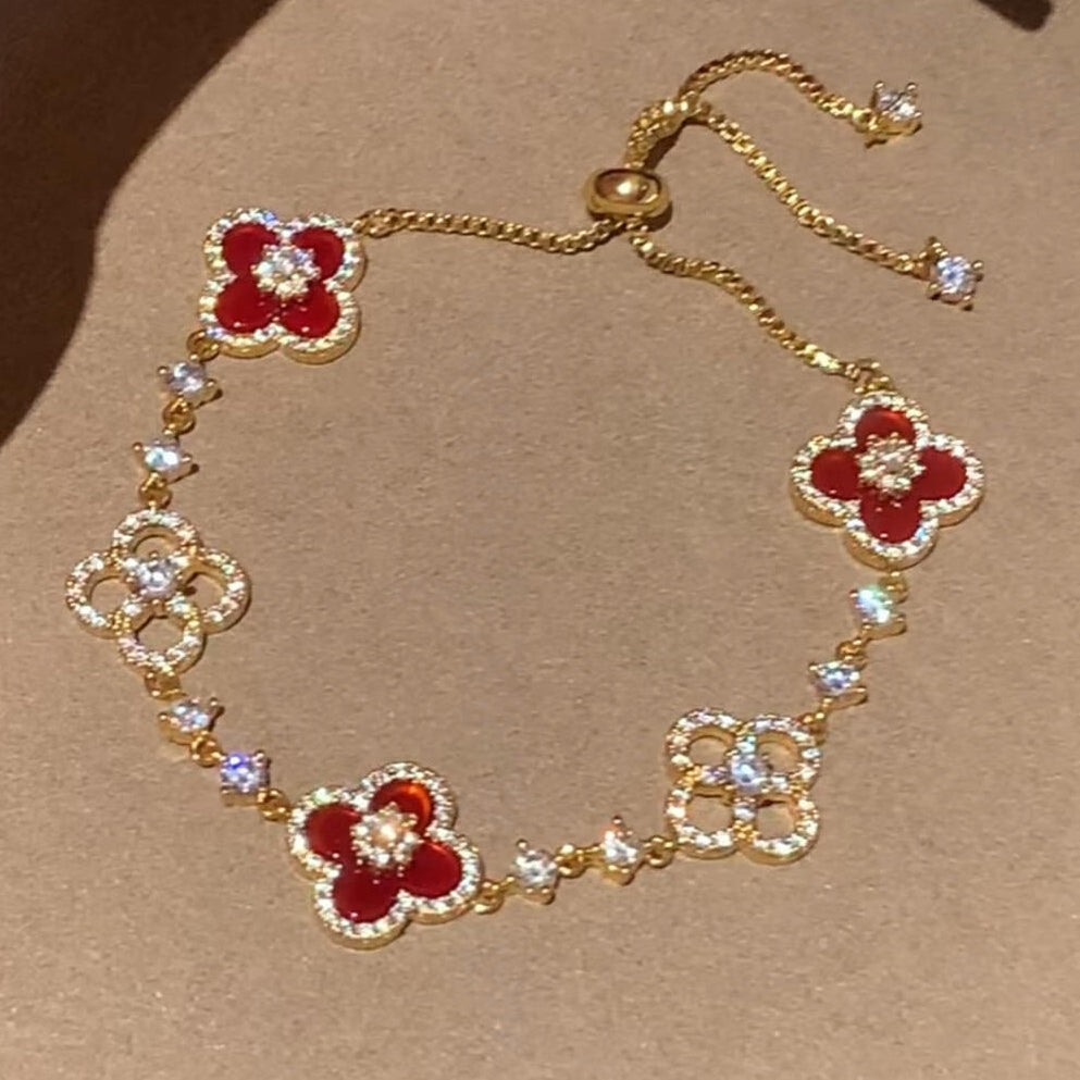 [Rosla]CLOVER 5 MOTIF PINK BLUE RED WHITE BRACELET