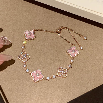 [Rosla]CLOVER 5 MOTIF PINK BLUE RED WHITE BRACELET