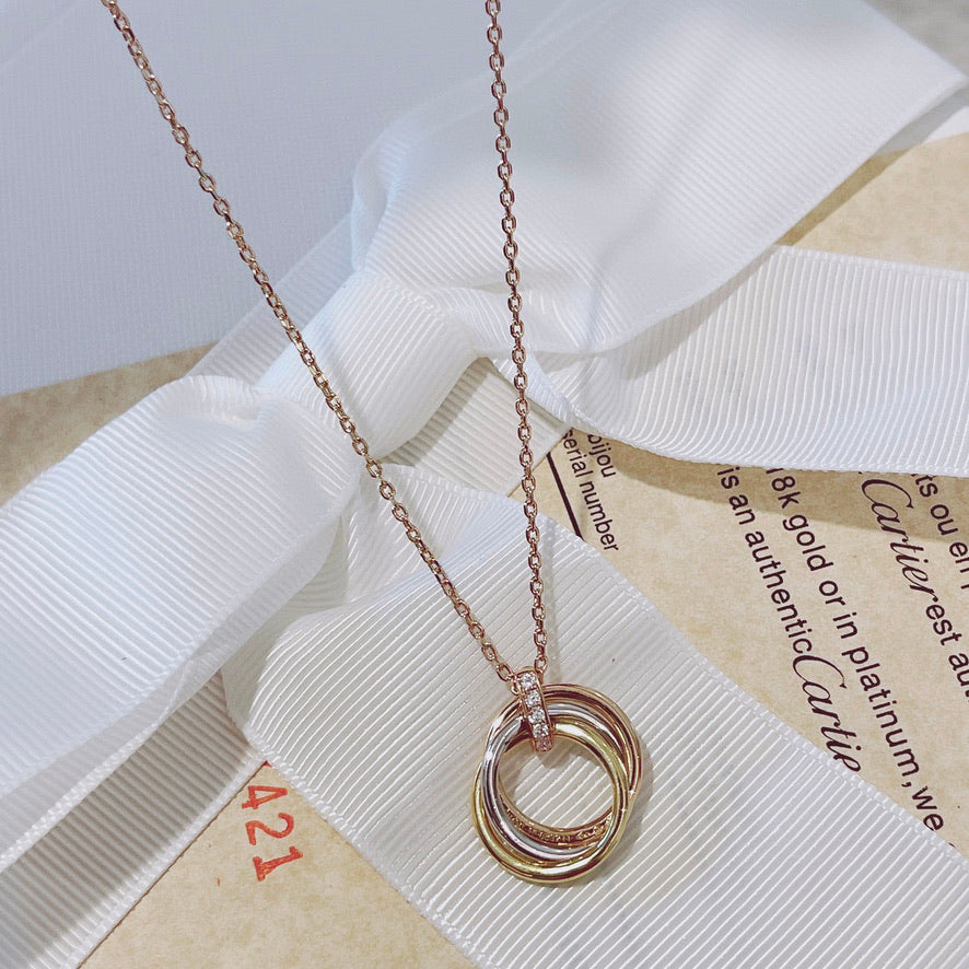 [Rosla]TRINITY NECKLACE GOLD  DIAMONDS