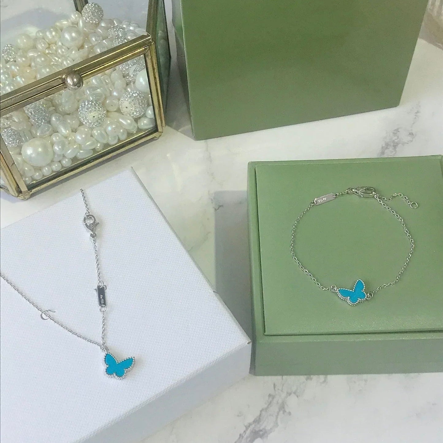 [Rosla]BUTTERFLY TURQUOISE BUTTERFLY BRACELET SILVER