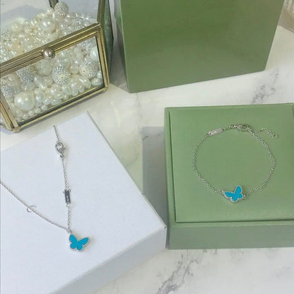 [Rosla]BUTTERFLY TURQUOISE BUTTERFLY BRACELET SILVER