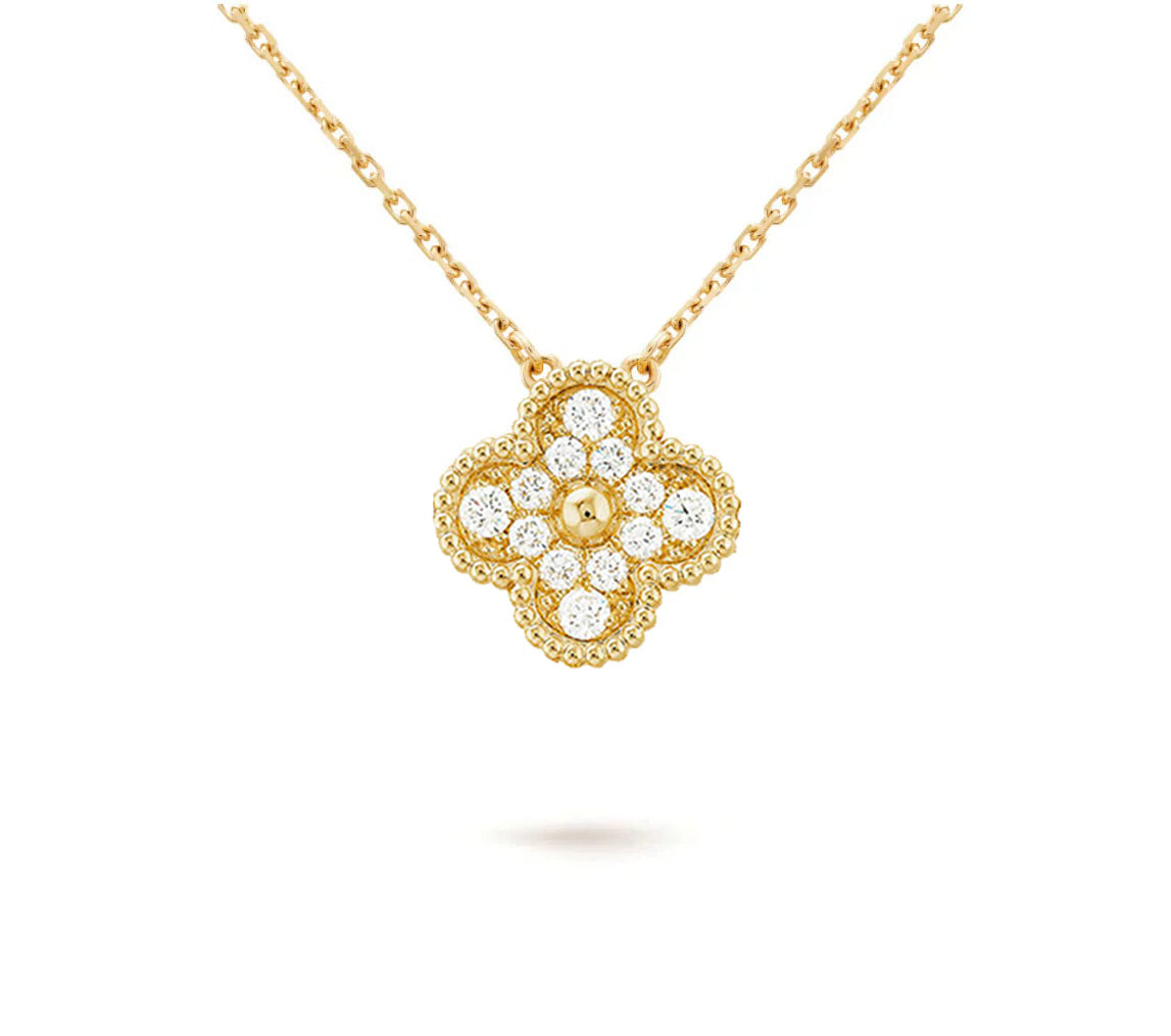 [Rosla]CLOVER 15MM DIAMOND SINGLE FLOWER NECKLACE COLLECTION