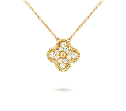 [Rosla]CLOVER 15MM DIAMOND SINGLE FLOWER NECKLACE COLLECTION