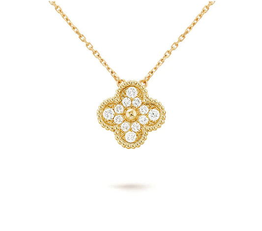 [Rosla]CLOVER 15MM DIAMOND SINGLE FLOWER NECKLACE COLLECTION