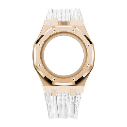 [Rosla]Steel Case & Fluoroelastomer Strap Full‑wrap Embedded Watch Band