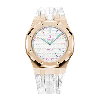 [Rosla]Steel Case & Fluoroelastomer Strap Full‑wrap Embedded Watch Band