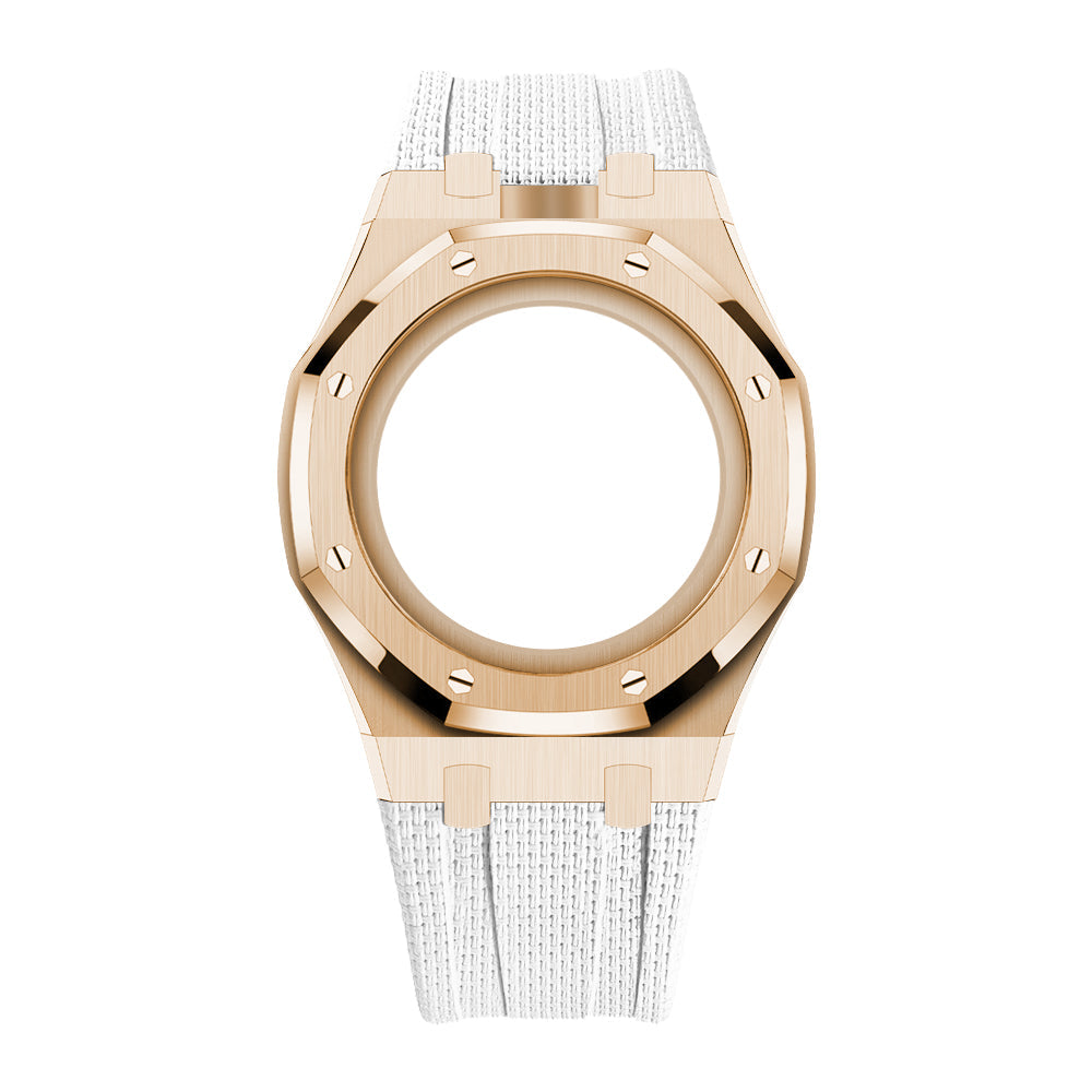[Rosla]Steel Case & Fluoroelastomer Strap Full‑wrap Embedded Watch Band