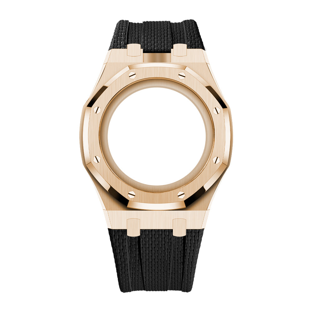 [Rosla]Steel Case & Fluoroelastomer Strap Full‑wrap Embedded Watch Band