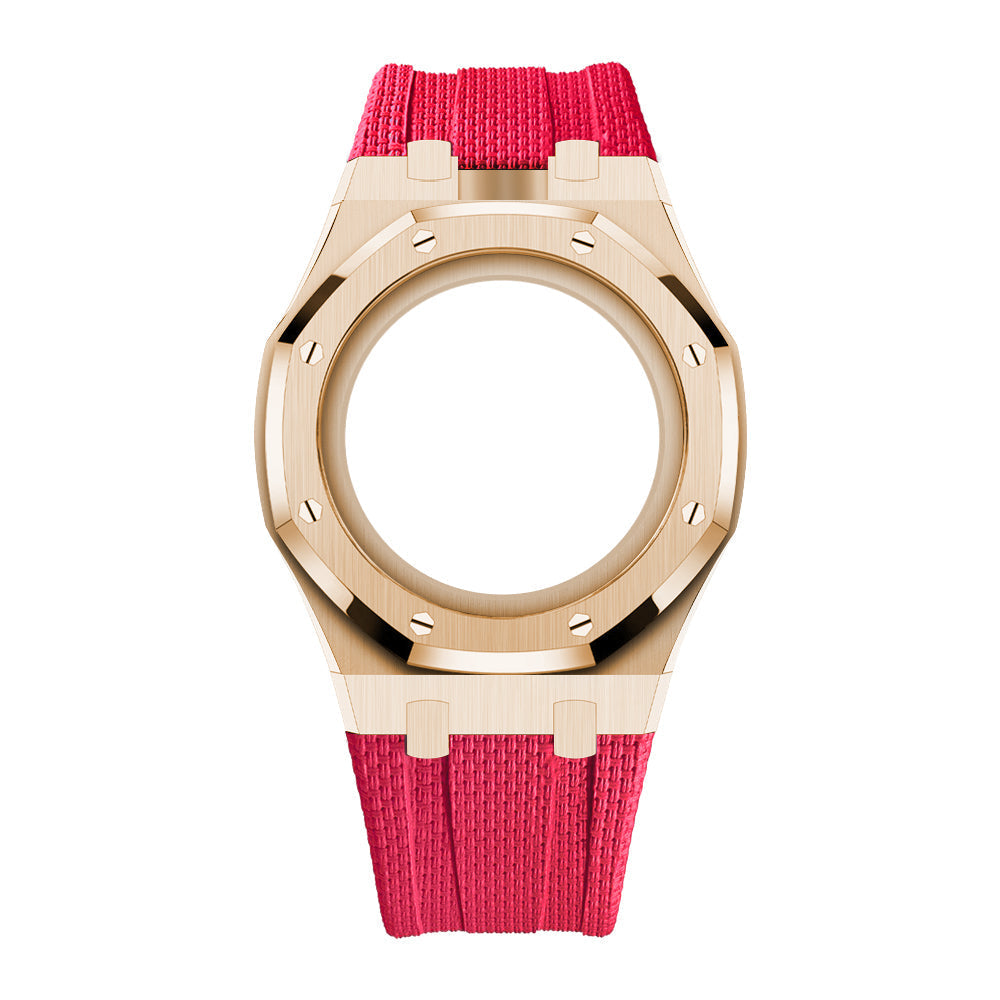 [Rosla]Steel Case & Fluoroelastomer Strap Full‑wrap Embedded Watch Band