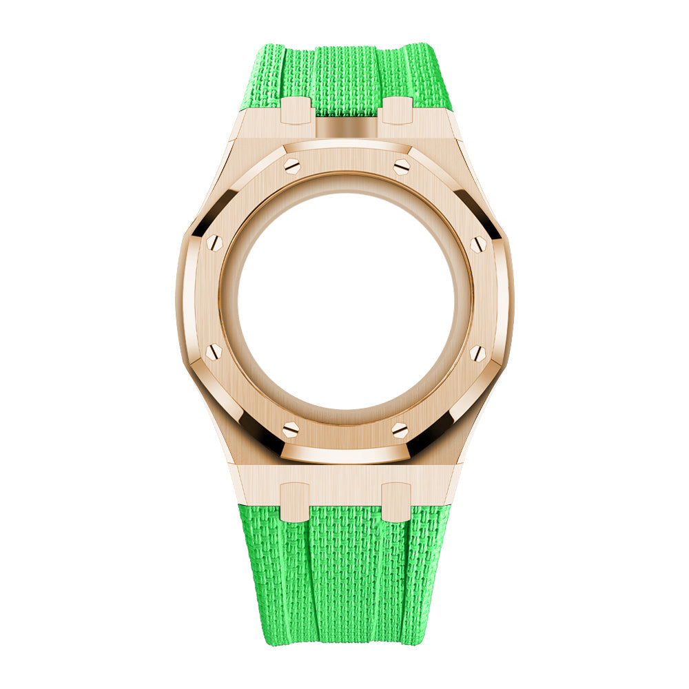 [Rosla]Steel Case & Fluoroelastomer Strap Full‑wrap Embedded Watch Band