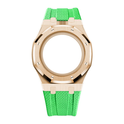 [Rosla]Steel Case & Fluoroelastomer Strap Full‑wrap Embedded Watch Band