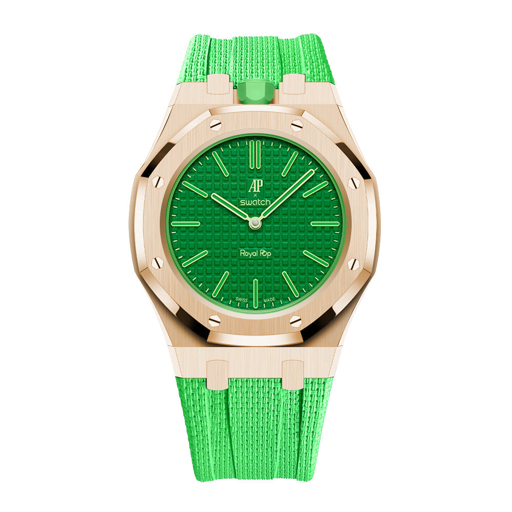 [Rosla]Steel Case & Fluoroelastomer Strap Full‑wrap Embedded Watch Band
