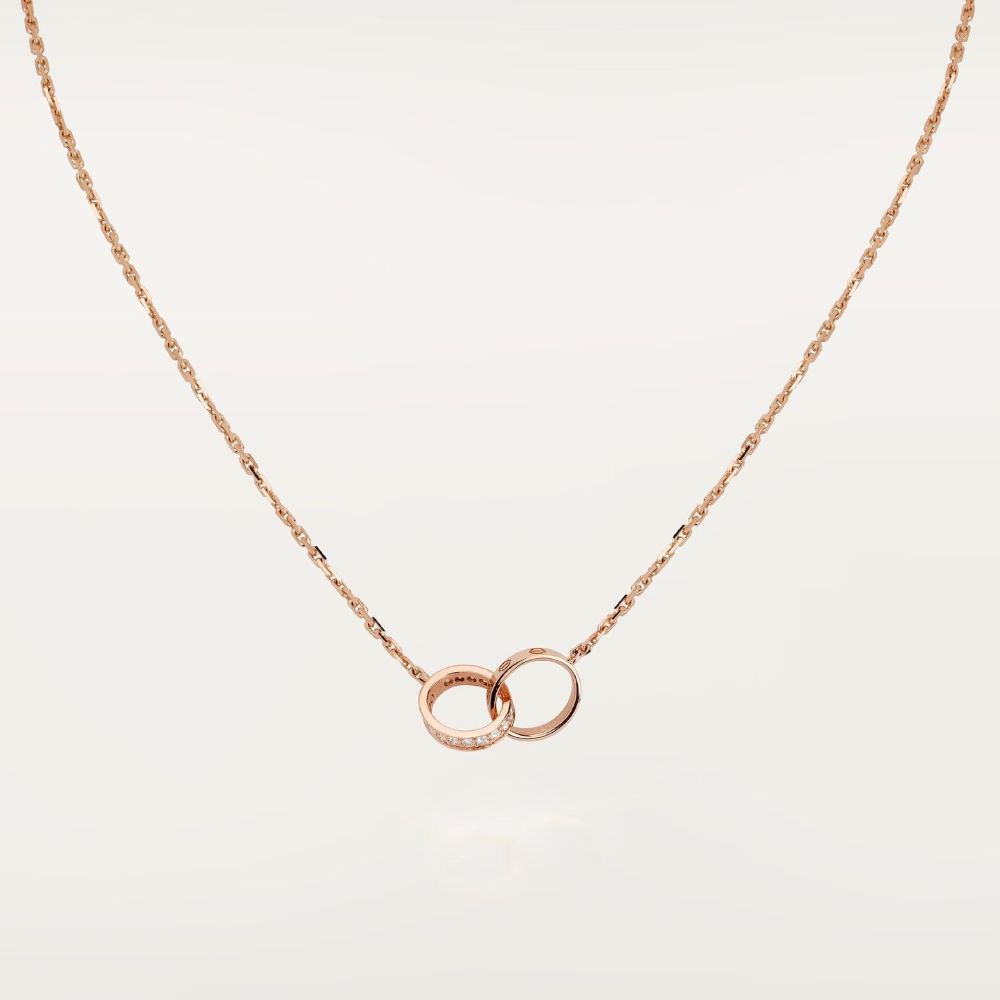 [Rosla]LOVE DOUBLE RING HALF DIAMOND NECKLACE
