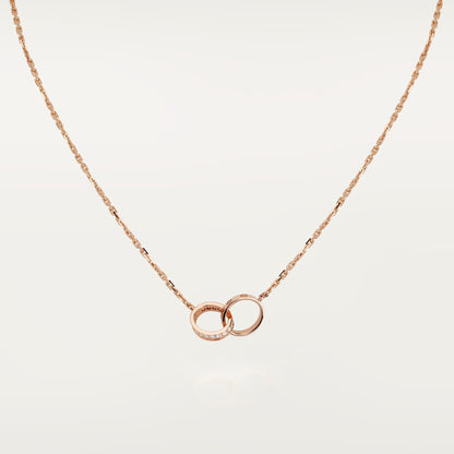 [Rosla]LOVE DOUBLE RING HALF DIAMOND NECKLACE