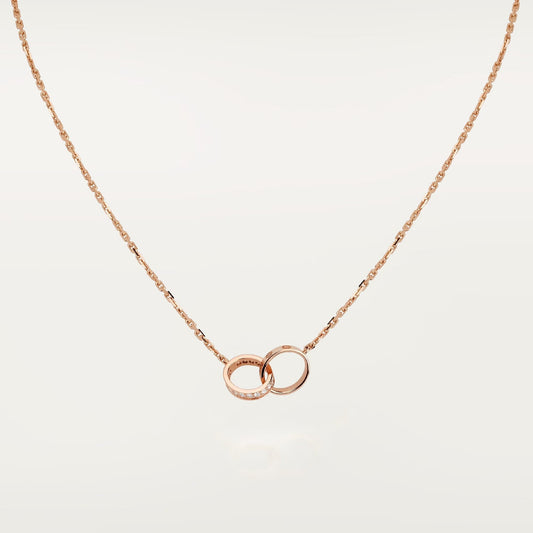 [Rosla]LOVE DOUBLE RING HALF DIAMOND NECKLACE