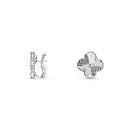 [Rosla]CLOVER SILVER 15MM MOP DIAMOND EARRINGS COLLECTION