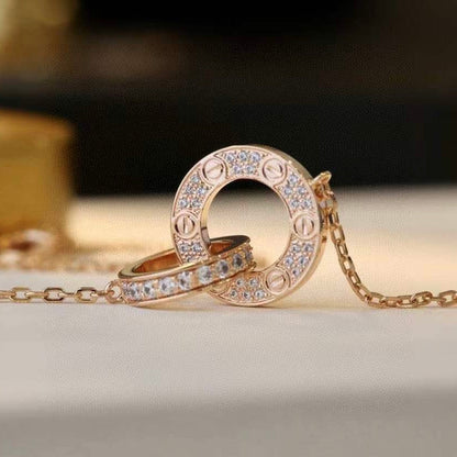 [Rosla]LOVE  FULL DIAMOND PENDANT NECKLACE