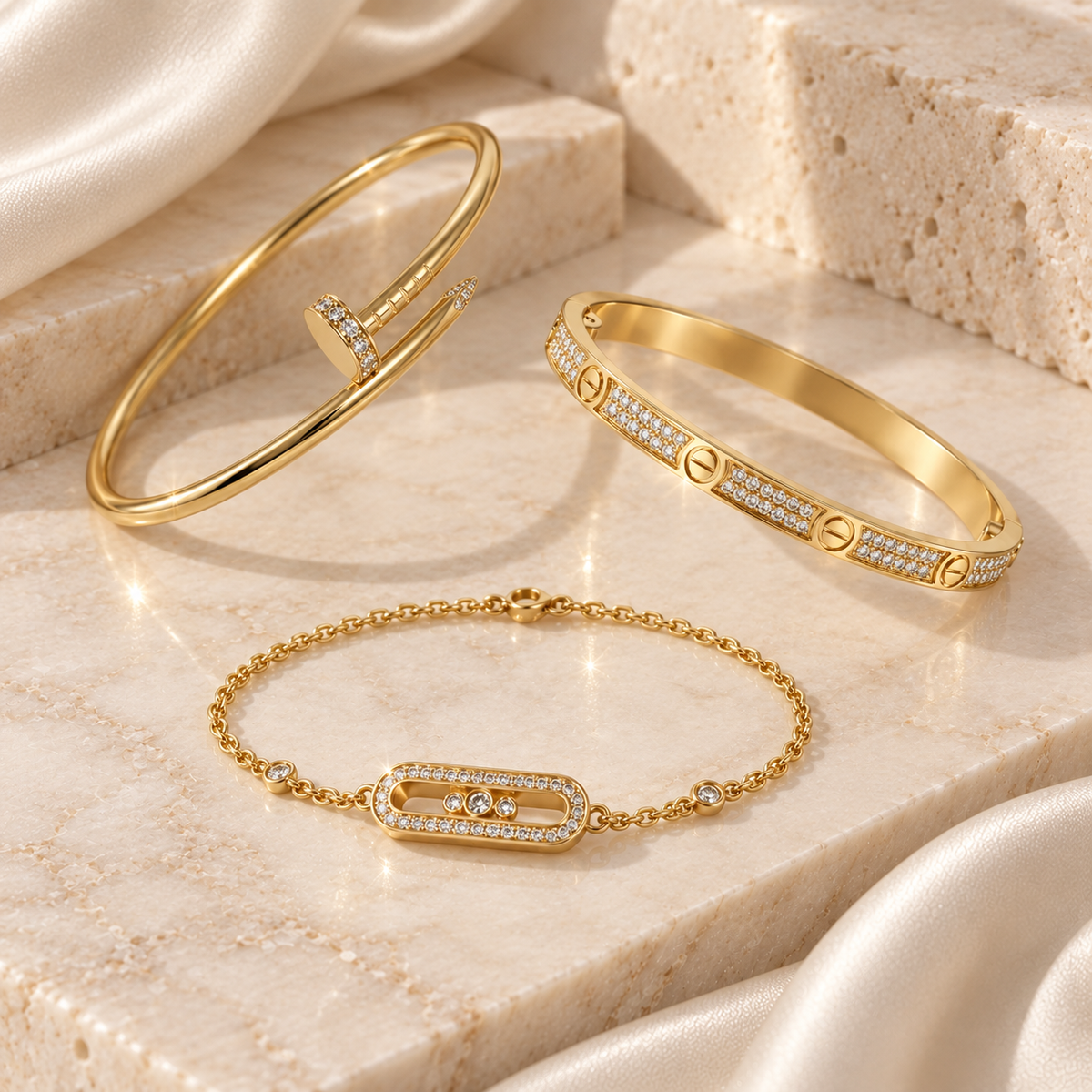 [Rosla] LOVE & JUSTE Baby Move Diamond Bracelet Stack Set