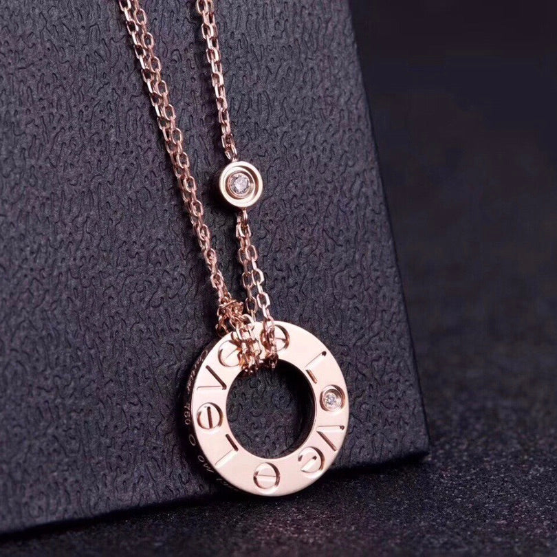 [Rosla]LOVE NECKLACE 16MM 2 DIAMONDS