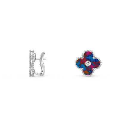 [Rosla]CLOVER SILVER 15MM MOP DIAMOND EARRINGS COLLECTION