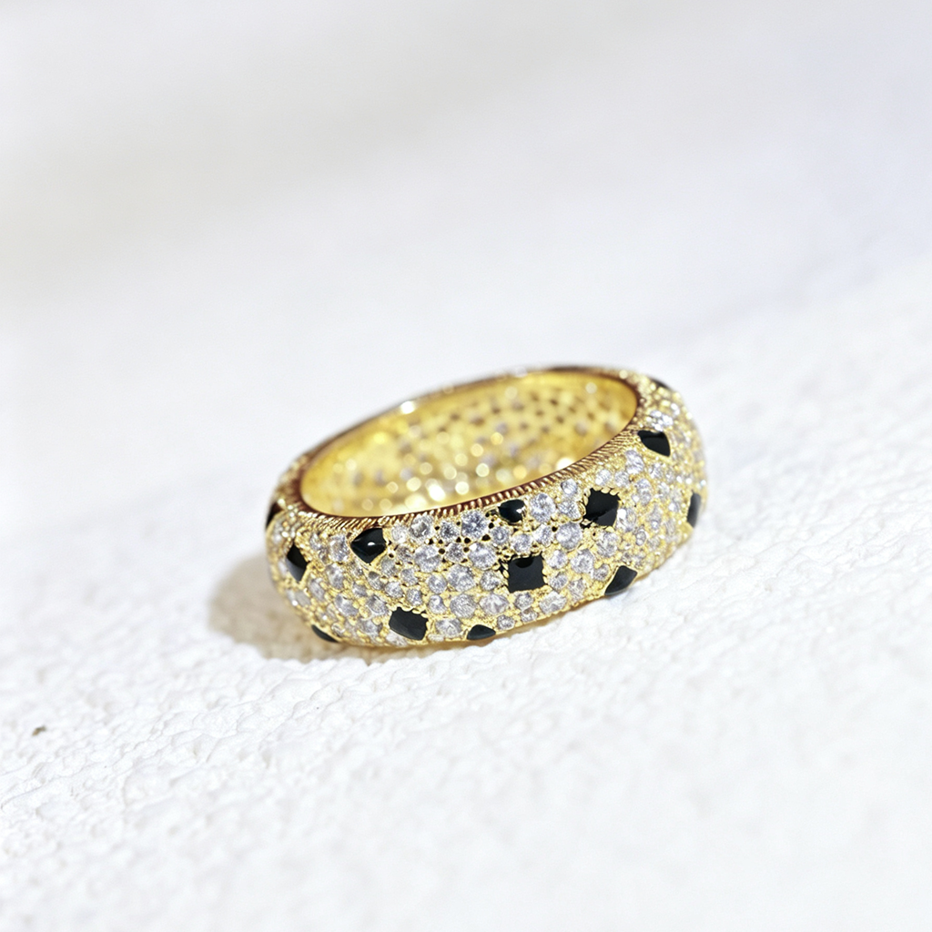 [Rosla]PANTHERE SPOTTED FULL DIAMOND RING