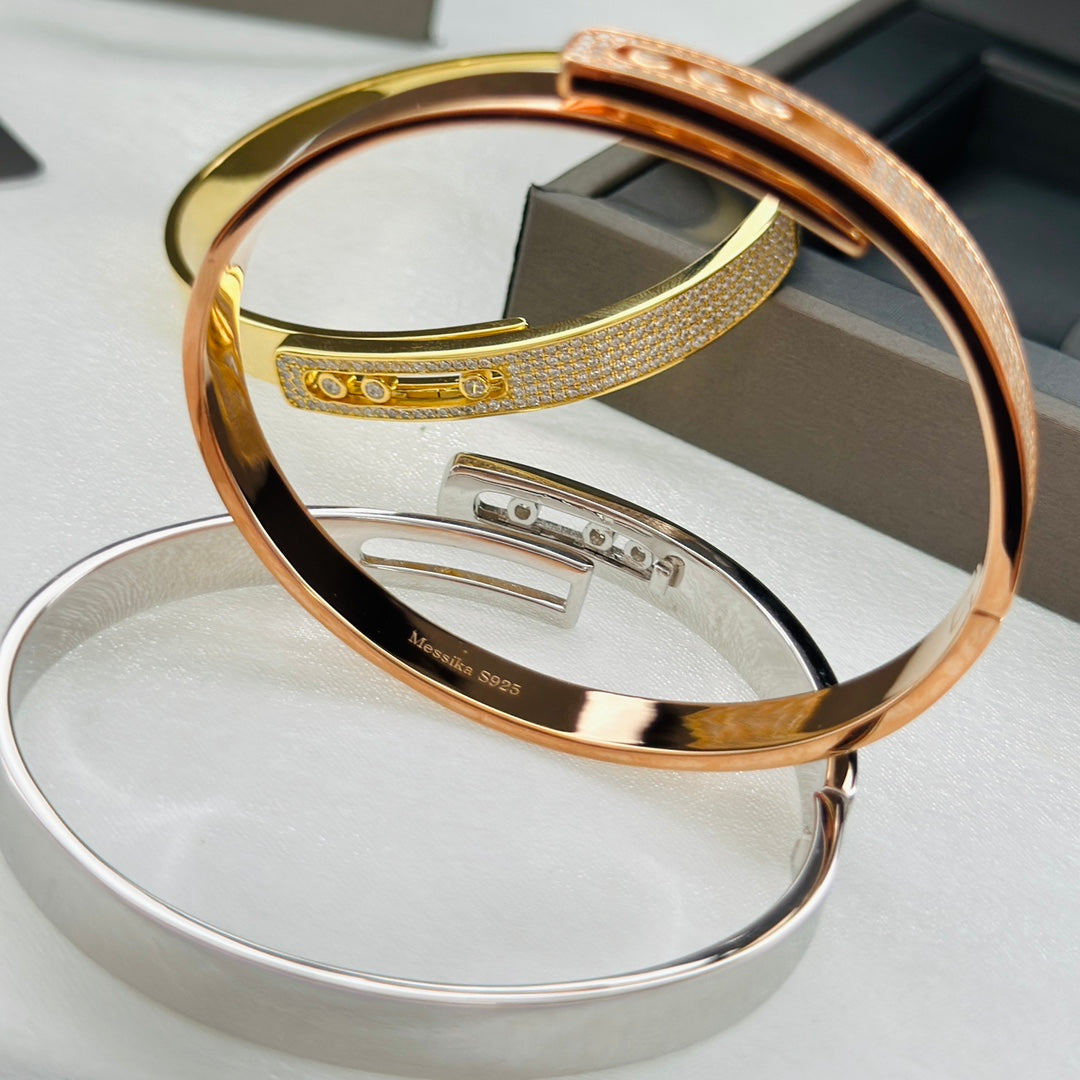 [Rosla]Move Noa Rose Gold Pavé Diamond Bangle Bracelet