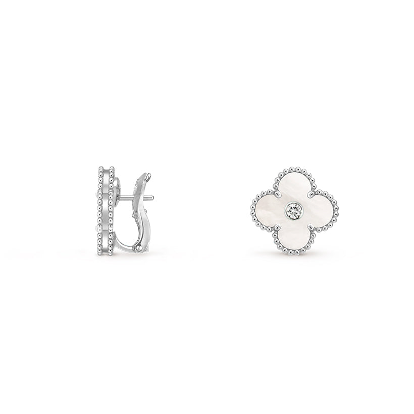 [Rosla]CLOVER SILVER 15MM MOP DIAMOND EARRINGS COLLECTION