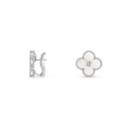 [Rosla]CLOVER SILVER 15MM MOP DIAMOND EARRINGS COLLECTION