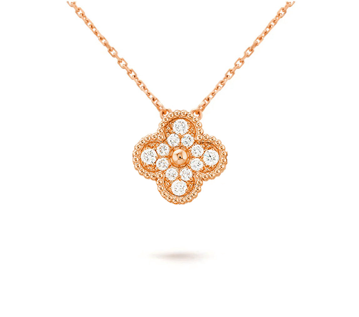 [Rosla]CLOVER 15MM DIAMOND SINGLE FLOWER NECKLACE COLLECTION