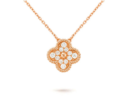 [Rosla]CLOVER 15MM DIAMOND SINGLE FLOWER NECKLACE COLLECTION